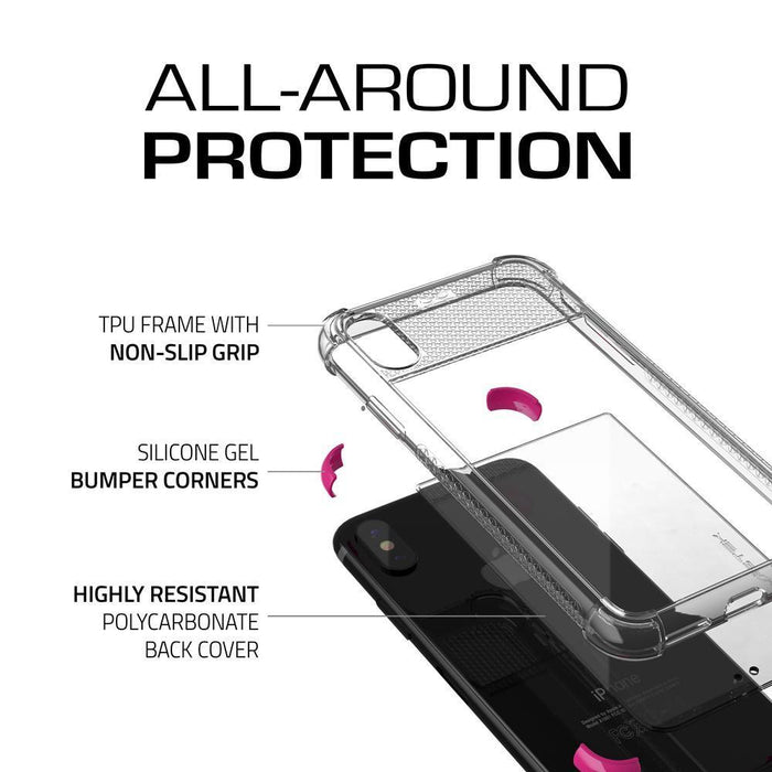 Apple iPhone X Case, Ghostek Covert 2 Series Stylish Durable with Diamond Grip | Shock Reduction with Silicone Gel Corners | Pink (Color in image: White)