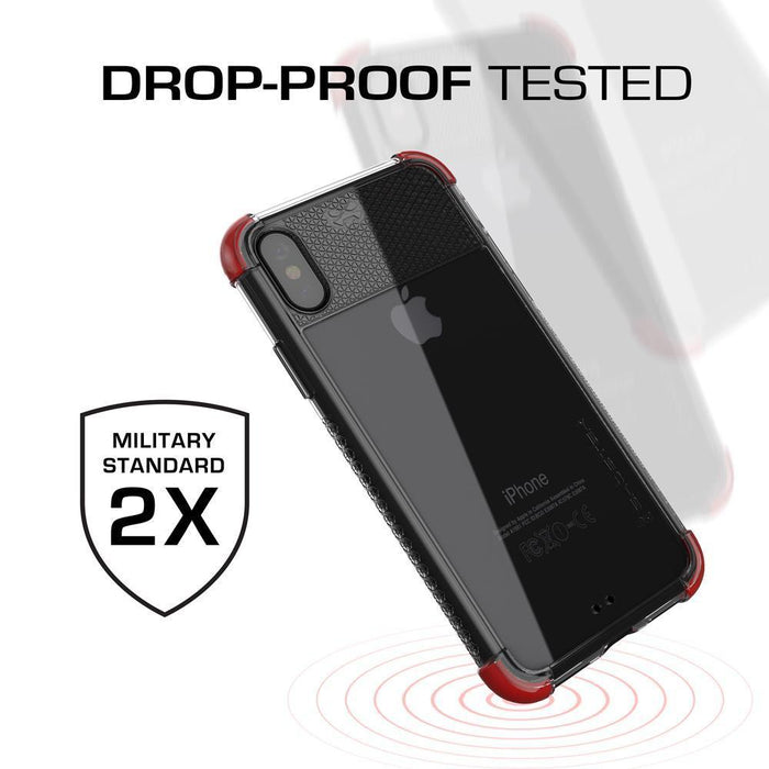 iPhone X Case, Military Grade Standard Drop Tested & Supports Wireless Charging | Ghostek Covert 2 Series – Perfect Ultra Slim Protection | Red (Color in image: Teal)
