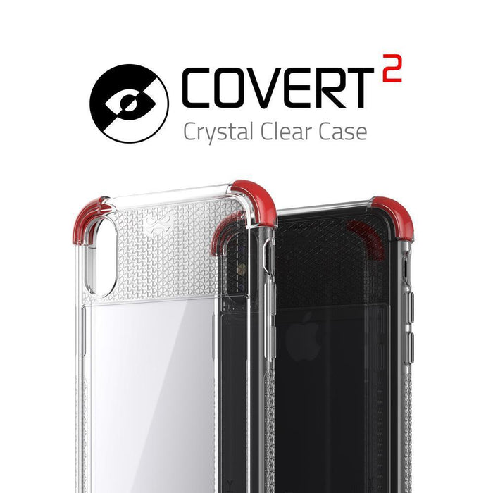 iPhone X Case, Military Grade Standard Drop Tested & Supports Wireless Charging | Ghostek Covert 2 Series – Perfect Ultra Slim Protection | Red (Color in image: White)