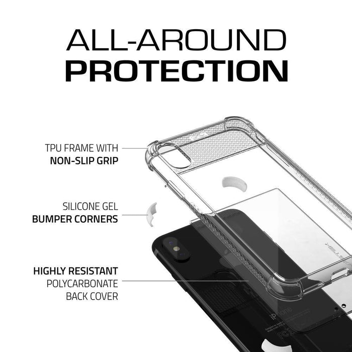 iPhone X Slim Clear Case, Ghostek Covert 2 Series Ultra Thin Shockproof Protective Cover | Hybrid Impact Drop Protection Technology | White (Color in image: Black)