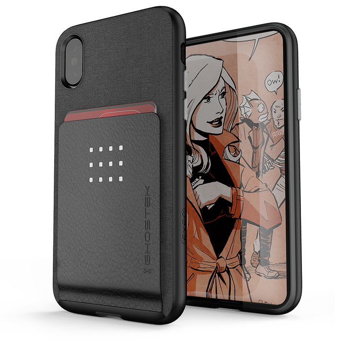 iPhone X Case, Ghostek Exec 2 Series for iPhone X / iPhone Pro Protective Wallet Case [BLACK] (Color in image: Brown)