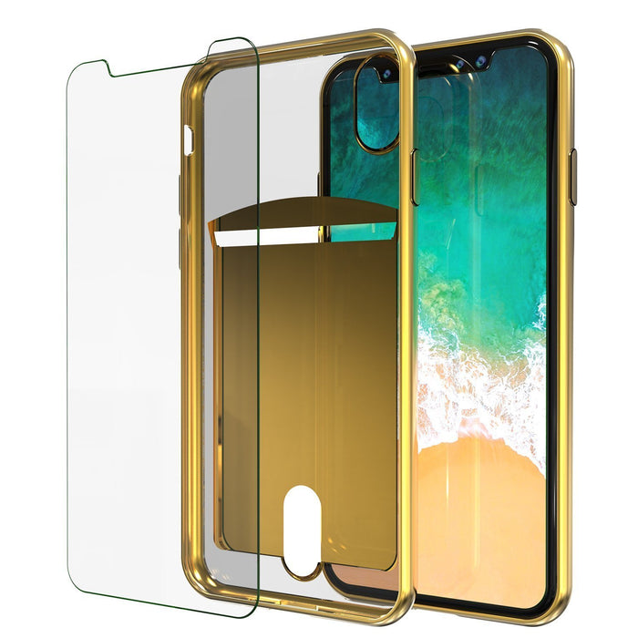 iPhone X Case, PUNKcase [LUCID Series] Slim Fit Protective Dual Layer Armor Cover W/ Scratch Resistant PUNKSHIELD Screen Protector [GOLD] (Color in image: Black)