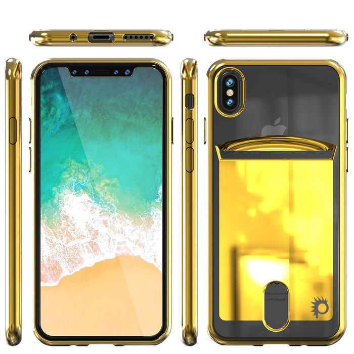iPhone X Case, PUNKcase [LUCID Series] Slim Fit Protective Dual Layer Armor Cover W/ Scratch Resistant PUNKSHIELD Screen Protector [GOLD] 