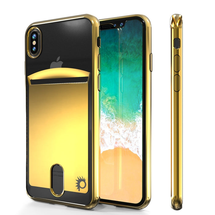 iPhone X Case, PUNKcase [LUCID Series] Slim Fit Protective Dual Layer Armor Cover W/ Scratch Resistant PUNKSHIELD Screen Protector [GOLD] (Color in image: Gold)