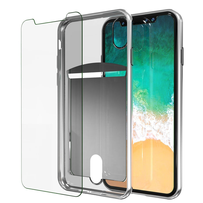 iPhone X Case, PUNKcase [LUCID Series] Slim Fit Protective Dual Layer Armor Cover W/ Scratch Resistant PUNKSHIELD Screen Protector [SILVER] (Color in image: Gold)