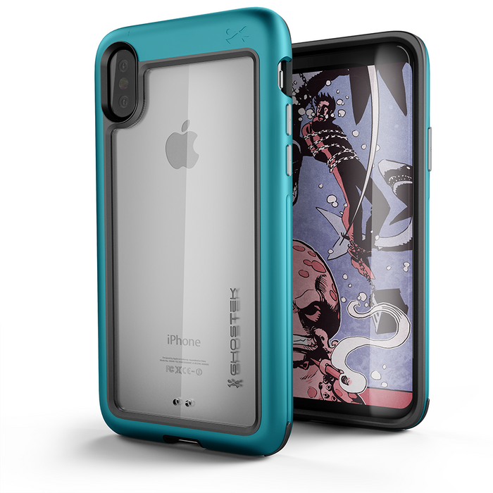 Ghostek Atomic Slim Apple iPhone X Case, Rugged Heavy Duty Military Grade Cover | Industrial Strength Aluminum Alloy Frame + Raised Rubberized Corners & Bezel | Face ID Compatible | Teal (Color in image: Teal)