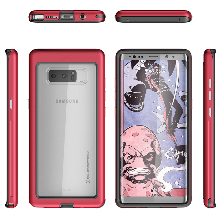 Galaxy Note 8, Ghostek Atomic Slim Galaxy Note 8 Case Shockproof Impact Hybrid Modern Design  | Red (Color in image: Silver)