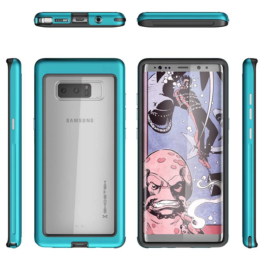 Galaxy Note 8, Ghostek Atomic Slim Galaxy Note 8 Case Shockproof Impact Hybrid Modern Design  | Teal (Color in image: Silver)