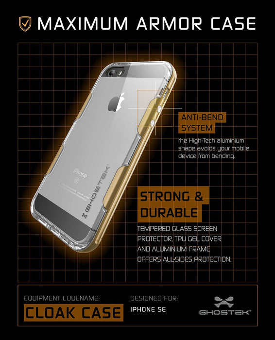 iPhone SE/5S/5 Case Ghostek® Cloak Gold Slim | Tempered Glass | Lifetime Warranty Exchange (Color in image: red)