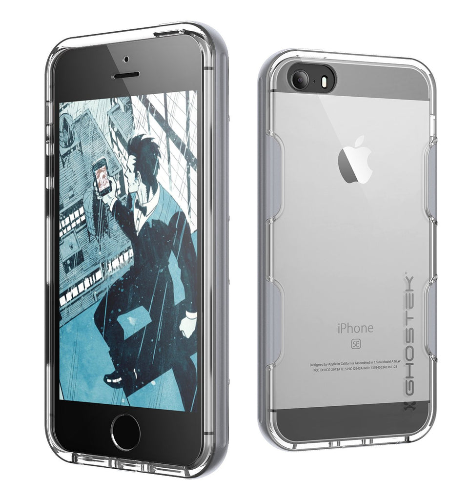 iPhone SE/5S/5 Case Ghostek® Cloak Silver Slim | Tempered Glass | Lifetime Warranty Exchange (Color in image: silver)