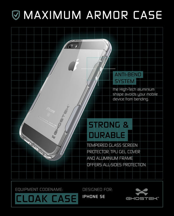 iPhone SE/5S/5 Case Ghostek® Cloak Silver Slim | Tempered Glass | Lifetime Warranty Exchange (Color in image: space grey)