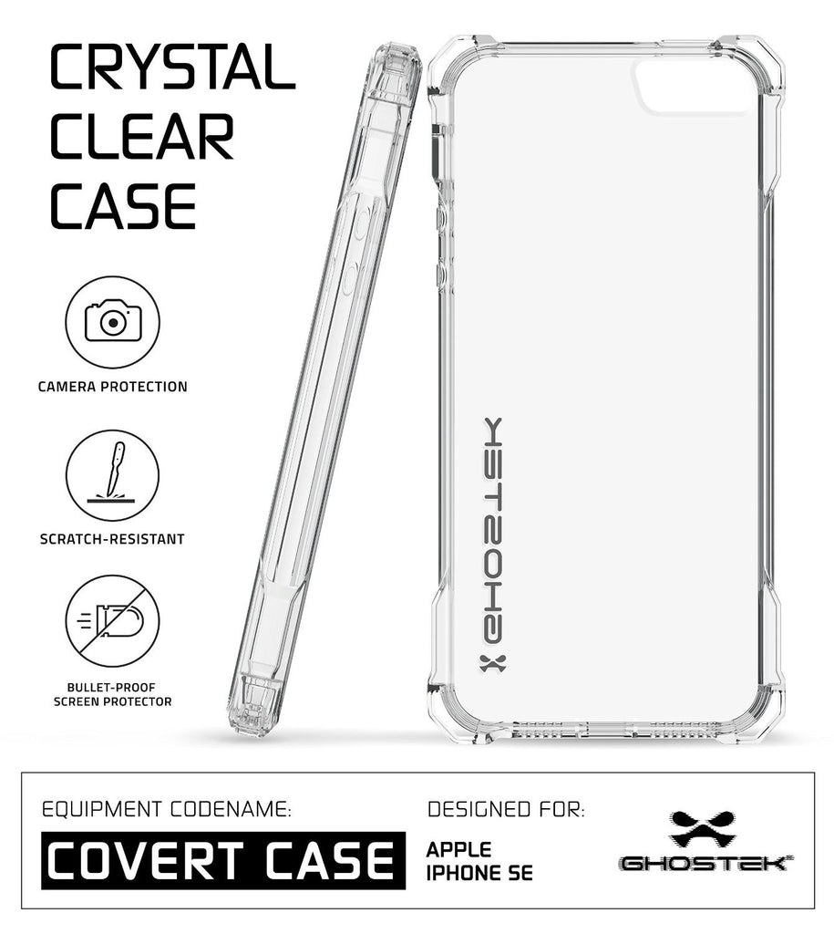 iPhone SE Case, Ghostek® Covert Clear, Premium Impact Protective Armor | Lifetime Warranty Exchange (Color in image: space grey)