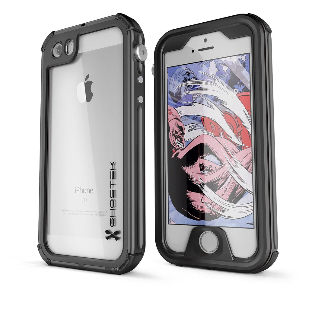 iPhone SE/5S/5 Waterproof Case, Ghostek® Atomic 3.0 Black Series | Underwater | Touch-ID (Color in image: Black)