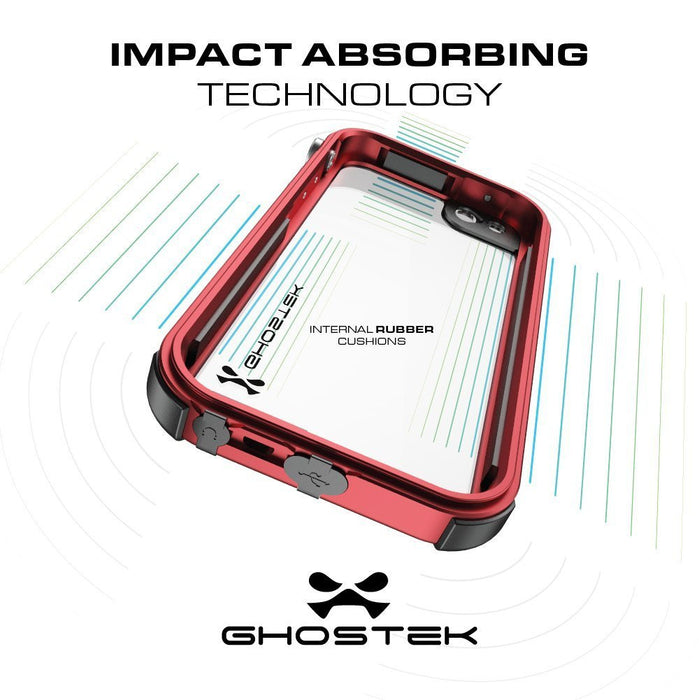 iPhone SE Waterproof Case, Ghostek® Atomic 3.0 Pink Series for Apple iPhone 5, 5S & SE (Color in image: Red)