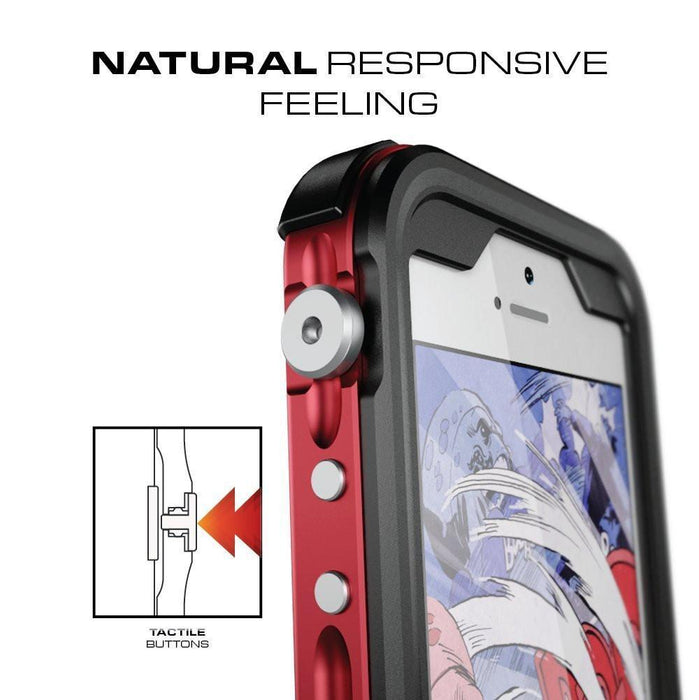 iPhone 8+ Plus Waterproof Case, Ghostek® Atomic 3.0 Red Series | Underwater | Touch-ID (Color in image: Pink)