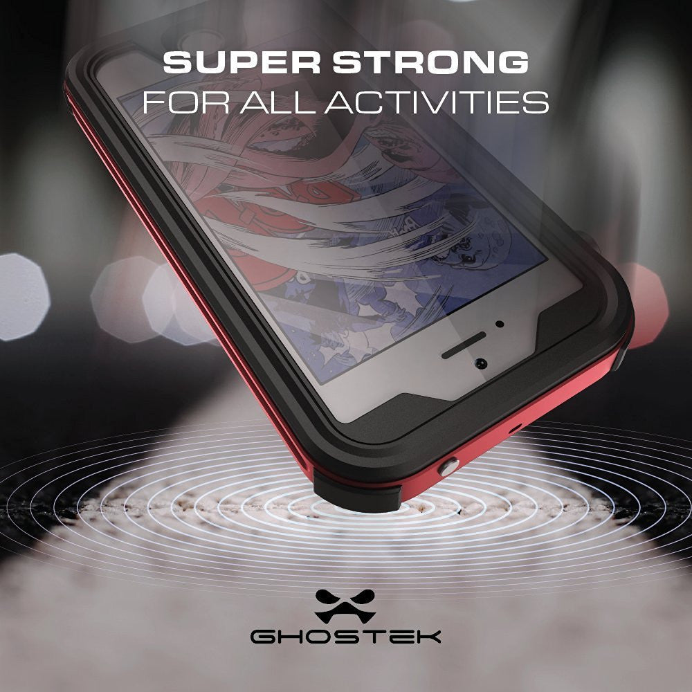 iPhone SE/5S/5 Waterproof Case, Ghostek® Atomic 3.0 Red Series | Underwater | Touch-ID (Color in image: Pink)