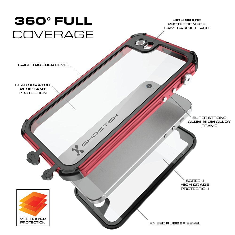 iPhone SE Waterproof Case, Ghostek® Atomic 3.0 Teal Series for Apple iPhone 5, 5S & SE (Color in image: Black)