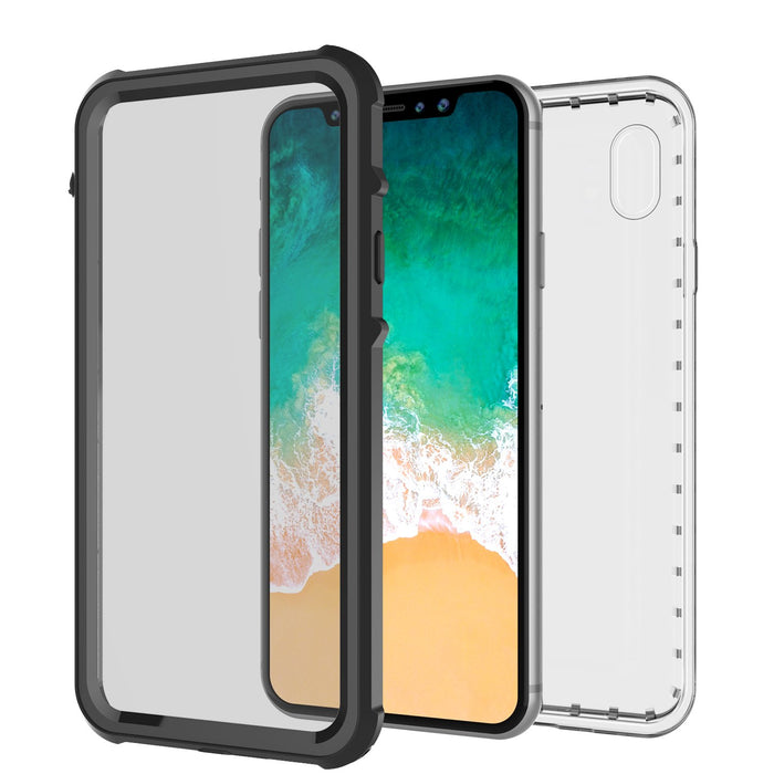 iPhone X Case, PUNKCase [CRYSTAL SERIES] Cover W/ Attached Screen Protector [BLACK] (Color in image: White)