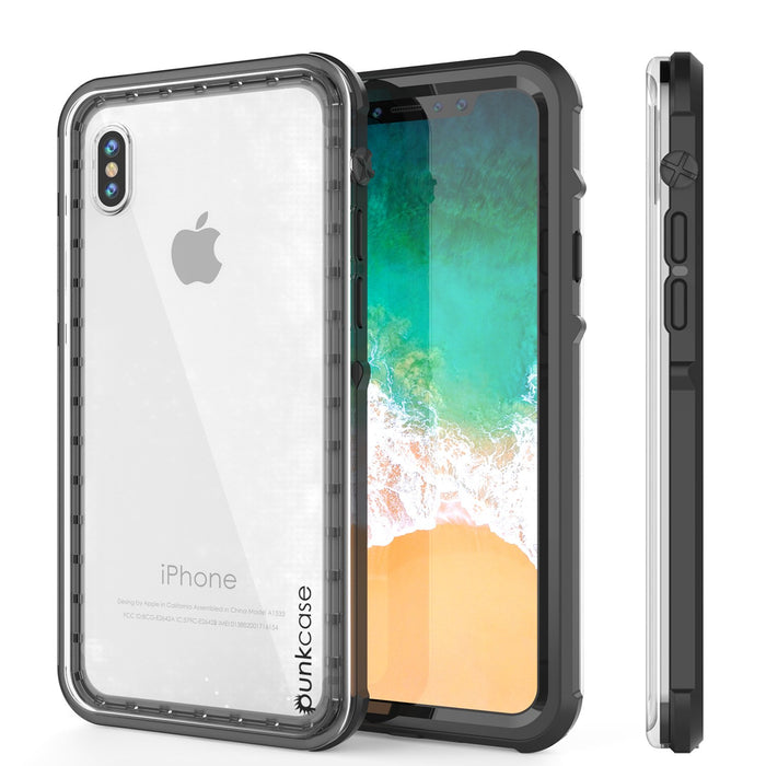 iPhone X Case, PUNKCase [CRYSTAL SERIES] Cover W/ Attached Screen Protector [BLACK] (Color in image: Black)