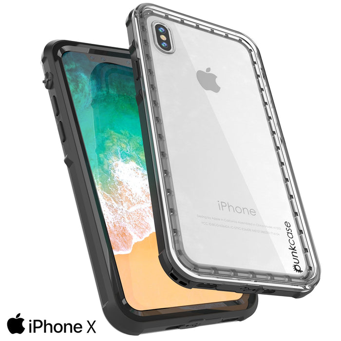 iPhone X Case, PUNKCase [CRYSTAL SERIES] Cover W/ Attached Screen Protector [BLACK] (Color in image: Teal)