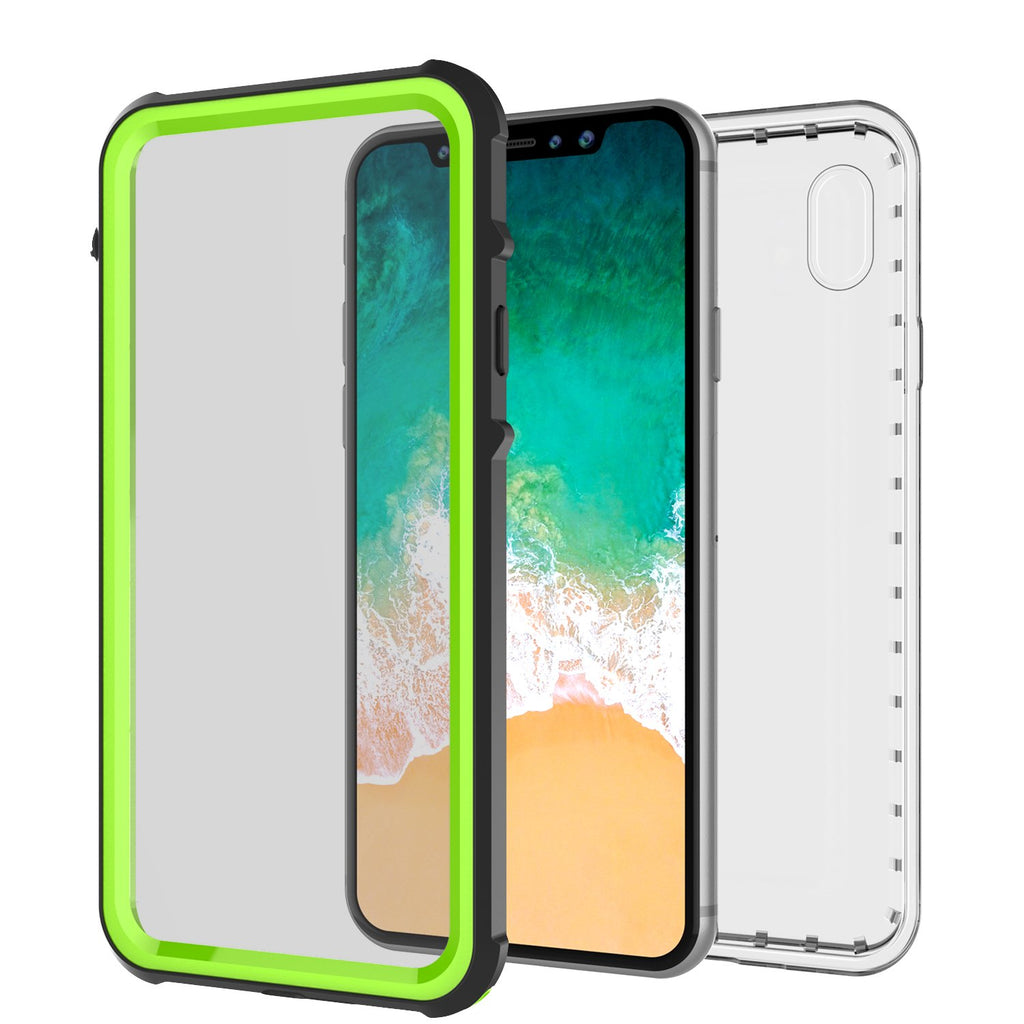 iPhone X Case, PUNKCase [CRYSTAL SERIES] Protective IP68 Certified Cover W/ Attached Screen Protector [LIGHT GREEN] (Color in image: Light Blue)