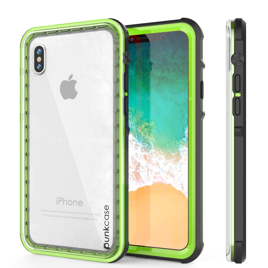 iPhone X Case, PUNKCase [CRYSTAL SERIES] Protective IP68 Certified Cover W/ Attached Screen Protector [LIGHT GREEN] (Color in image: Light Green)