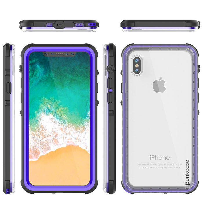 iPhone X Case, PUNKCase [CRYSTAL SERIES] Protective IP68 Certified Cover W/ Attached Screen Protector [PURPLE] (Color in image: Light Green)