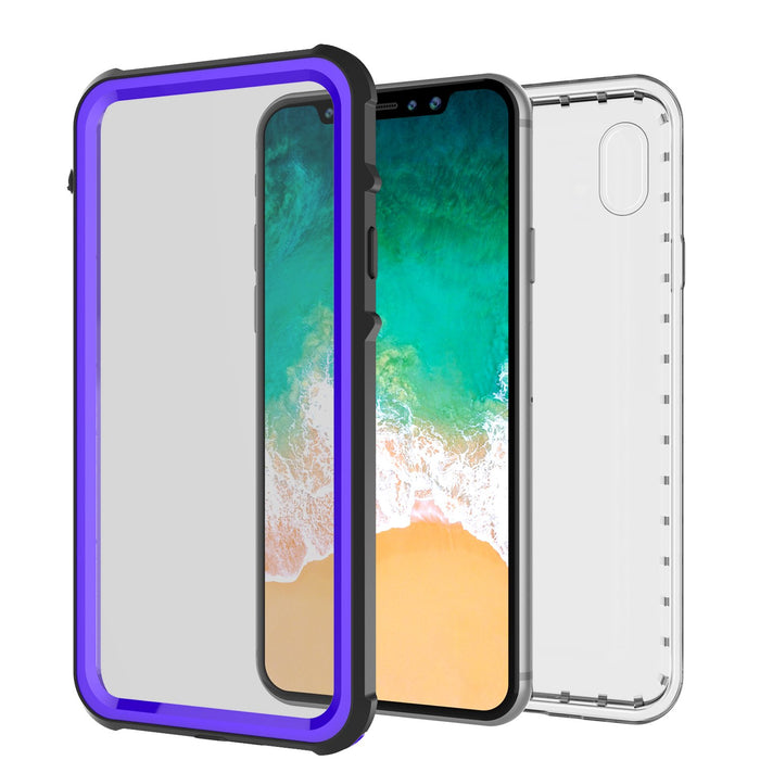 iPhone X Case, PUNKCase [CRYSTAL SERIES] Protective IP68 Certified Cover W/ Attached Screen Protector [PURPLE] (Color in image: Pink)