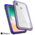 iPhone X Case, PUNKCase [CRYSTAL SERIES] Protective IP68 Certified Cover W/ Attached Screen Protector [PURPLE] (Color in image: Light Blue)