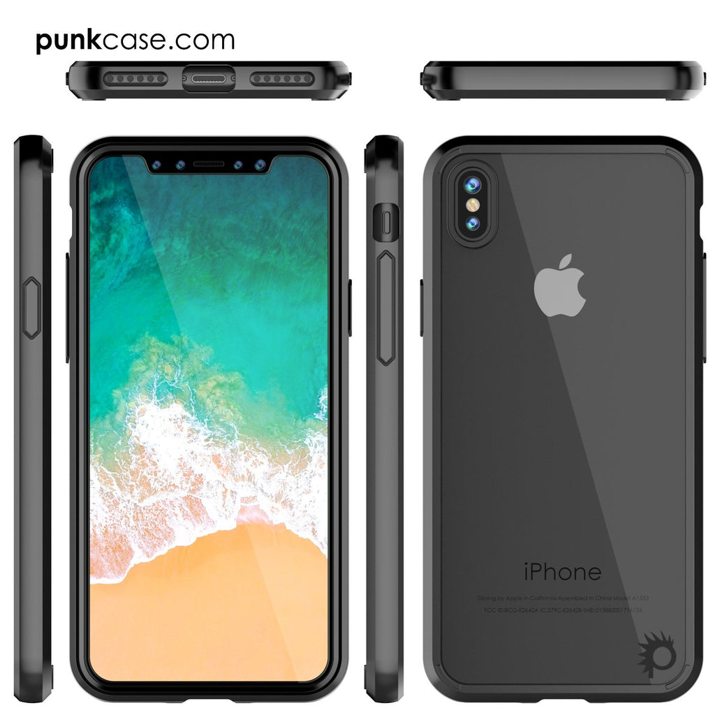 iPhone X Case, PUNKcase [LUCID 2.0 Series] [Slim Fit] Armor Cover W/Integrated Anti-Shock System & Tempered Glass PUNKSHIELD Screen Protector [Black] (Color in image: White)