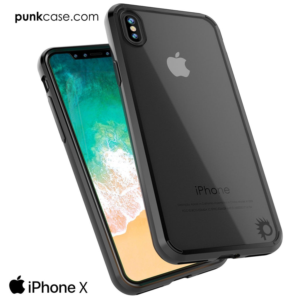 iPhone X Case, PUNKcase [LUCID 2.0 Series] [Slim Fit] Armor Cover W/Integrated Anti-Shock System & Tempered Glass PUNKSHIELD Screen Protector [Black] (Color in image: Purple)