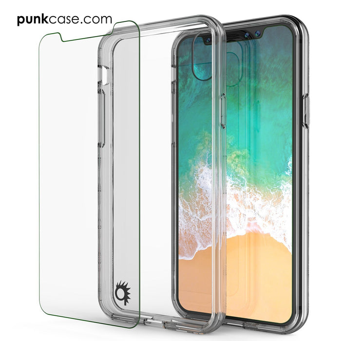 iPhone X Case, PUNKcase [LUCID 2.0 Series] [Slim Fit] Armor Cover W/Integrated Anti-Shock System & Tempered Glass PUNKSHIELD Screen Protector [Clear] (Color in image: White)