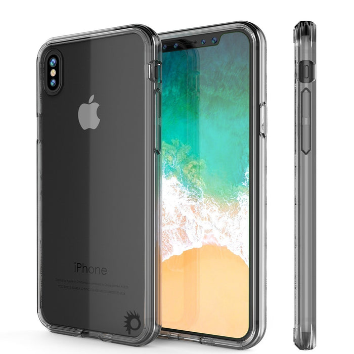 iPhone X Case, PUNKcase [LUCID 2.0 Series] [Slim Fit] Armor Cover W/Integrated Anti-Shock System & Tempered Glass PUNKSHIELD Screen Protector [Clear] (Color in image: Clear)