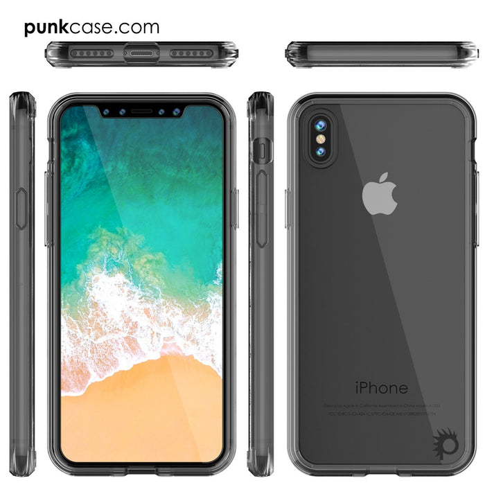 iPhone X Case, PUNKcase [LUCID 2.0 Series] [Slim Fit] Armor Cover W/Integrated Anti-Shock System & Tempered Glass Screen Protector [Crystal Black] (Color in image: Teal)