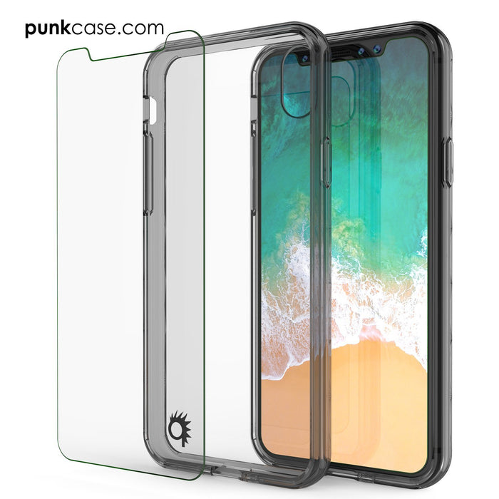 iPhone X Case, PUNKcase [LUCID 2.0 Series] [Slim Fit] Armor Cover W/Integrated Anti-Shock System & Tempered Glass Screen Protector [Crystal Black] (Color in image: White)