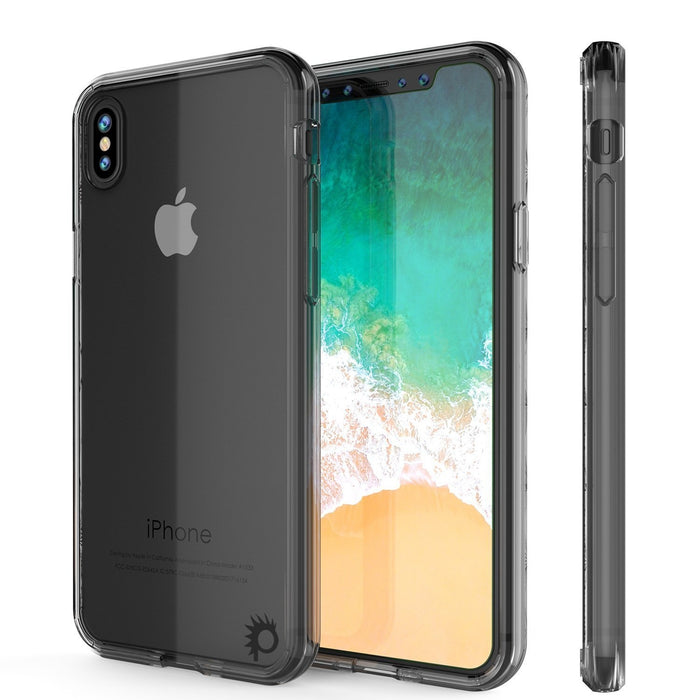 iPhone X Case, PUNKcase [LUCID 2.0 Series] [Slim Fit] Armor Cover W/Integrated Anti-Shock System & Tempered Glass Screen Protector [Crystal Black] (Color in image: Crystal Black)