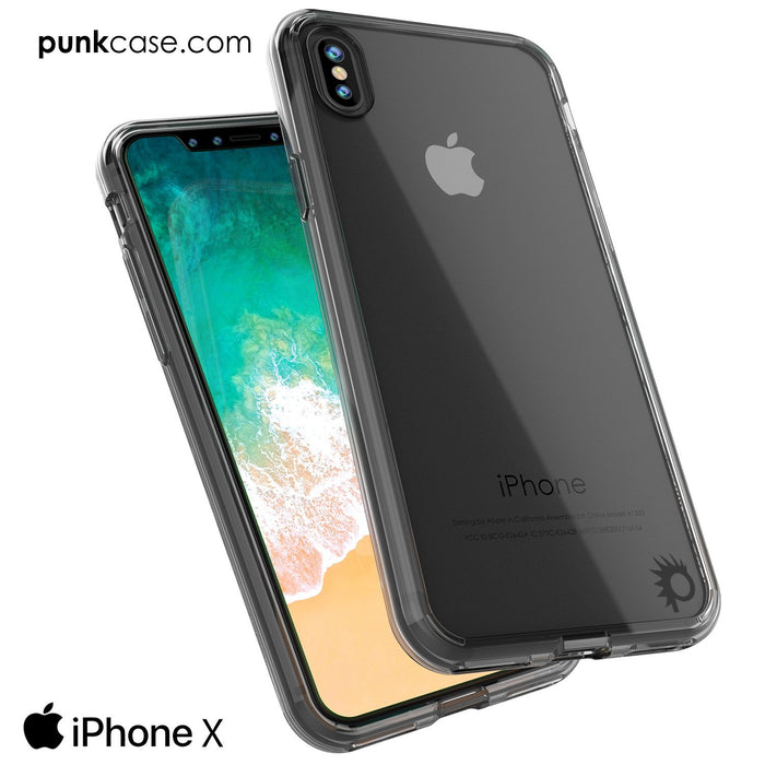 iPhone X Case, PUNKcase [LUCID 2.0 Series] [Slim Fit] Armor Cover W/Integrated Anti-Shock System & Tempered Glass Screen Protector [Crystal Black] (Color in image: Pink)