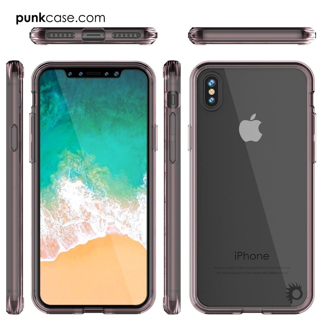 iPhone X Case, PUNKcase [LUCID 2.0 Series] [Slim Fit] Armor Cover W/Integrated Anti-Shock System & Tempered Glass Screen Protector [Crystal Pink] (Color in image: Teal)