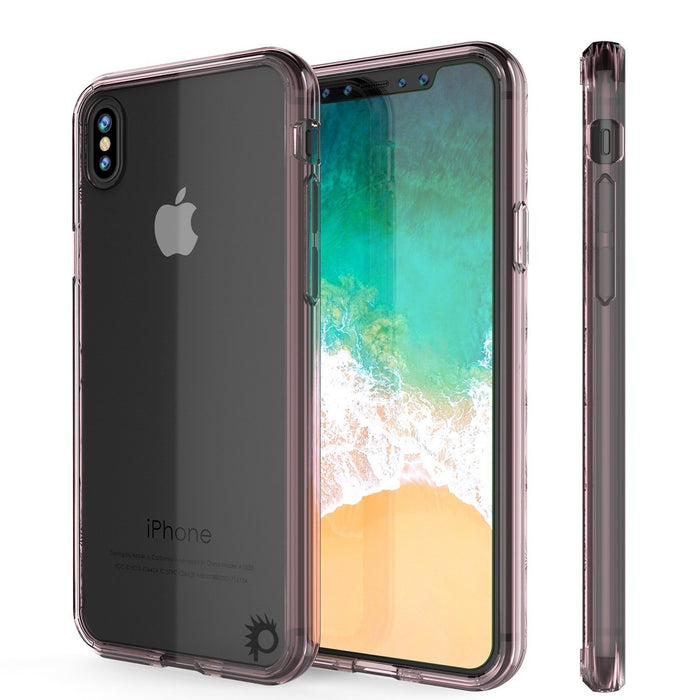 iPhone X Case, PUNKcase [LUCID 2.0 Series] [Slim Fit] Armor Cover W/Integrated Anti-Shock System & Tempered Glass Screen Protector [Crystal Pink] (Color in image: Crystal Black)