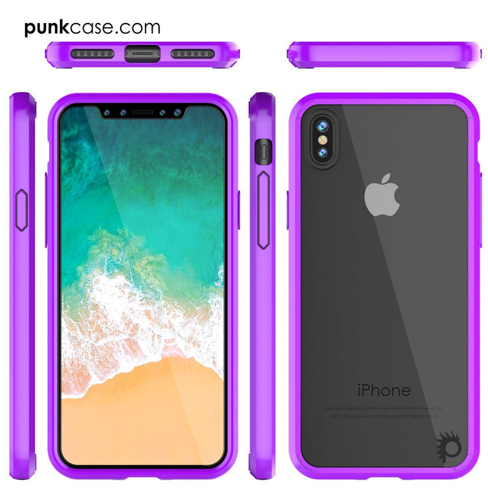iPhone X Case, PUNKcase [LUCID 2.0 Series] [Slim Fit] Armor Cover W/Integrated Anti-Shock System & Tempered Glass PUNKSHIELD Screen Protector [Purple] (Color in image: Pink)