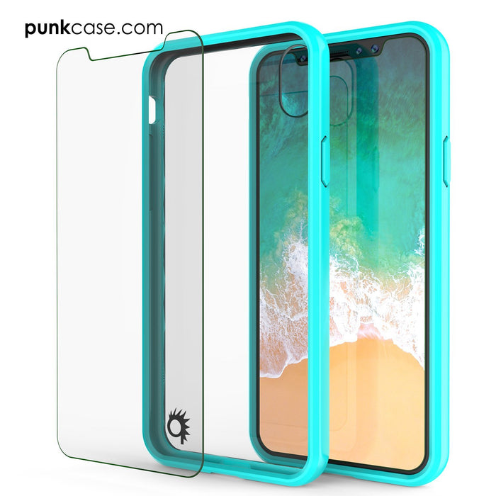 iPhone X Case, PUNKcase [LUCID 2.0 Series] [Slim Fit] Armor Cover W/Integrated Anti-Shock System & Tempered Glass PUNKSHIELD Screen Protector [Teal] (Color in image: Black)