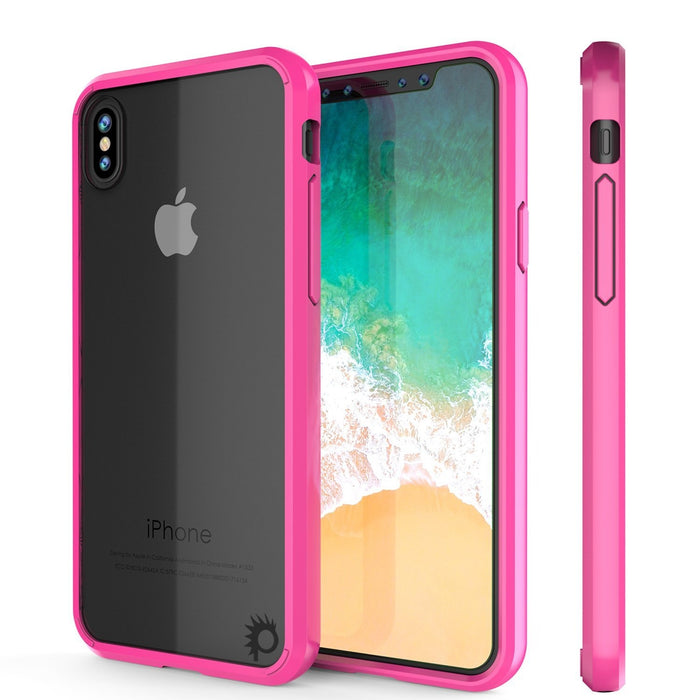 iPhone X Case, PUNKcase [LUCID 2.0 Series] [Slim Fit] Armor Cover W/Integrated Anti-Shock System & Tempered Glass PUNKSHIELD Screen Protector [Pink] (Color in image: Pink)