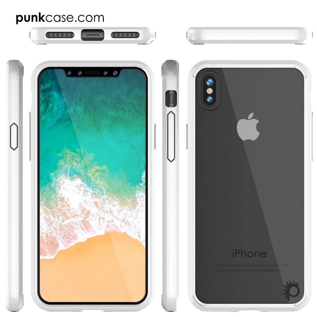 iPhone X Case, PUNKcase [LUCID 2.0 Series] [Slim Fit] Armor Cover W/Integrated Anti-Shock System & Tempered Glass PUNKSHIELD Screen Protector [White] (Color in image: Black)