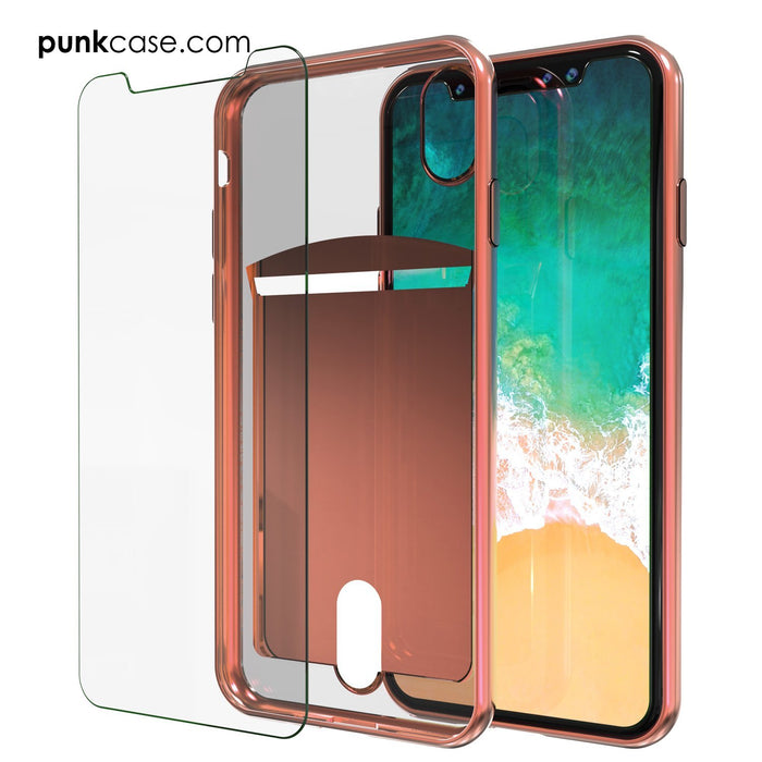 iPhone X Case, PUNKcase [LUCID Series] Slim Fit Protective Dual Layer Armor Cover W/ Scratch Resistant PUNKSHIELD Screen Protector [Rose Pink] (Color in image: Gold)