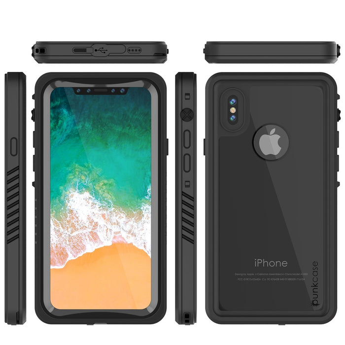 iPhone XS Max Waterproof Case, Punkcase [Extreme Series] Armor Cover W/ Built In Screen Protector [Black] (Color in image: Light Blue)