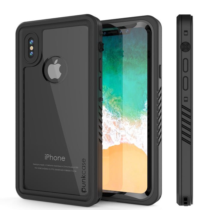 iPhone X Case, Punkcase [Extreme Series] [Slim Fit] [IP68 Certified] [Shockproof] [Snowproof] [Dirproof] Armor Cover W/ Built In Screen Protector for Apple iPhone 10 [BLACK] (Color in image: Black)