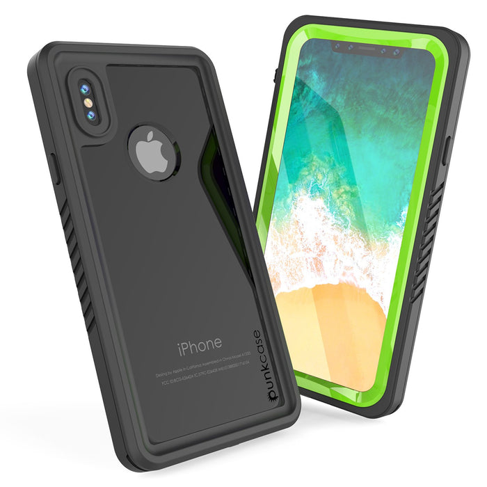 iPhone X Case, Punkcase [Extreme Series] [Slim Fit] [IP68 Certified] [Shockproof] [Snowproof] [Dirproof] Armor Cover W/ Built In Screen Protector for Apple iPhone 10 [LIGHT GREEN] (Color in image: Red)