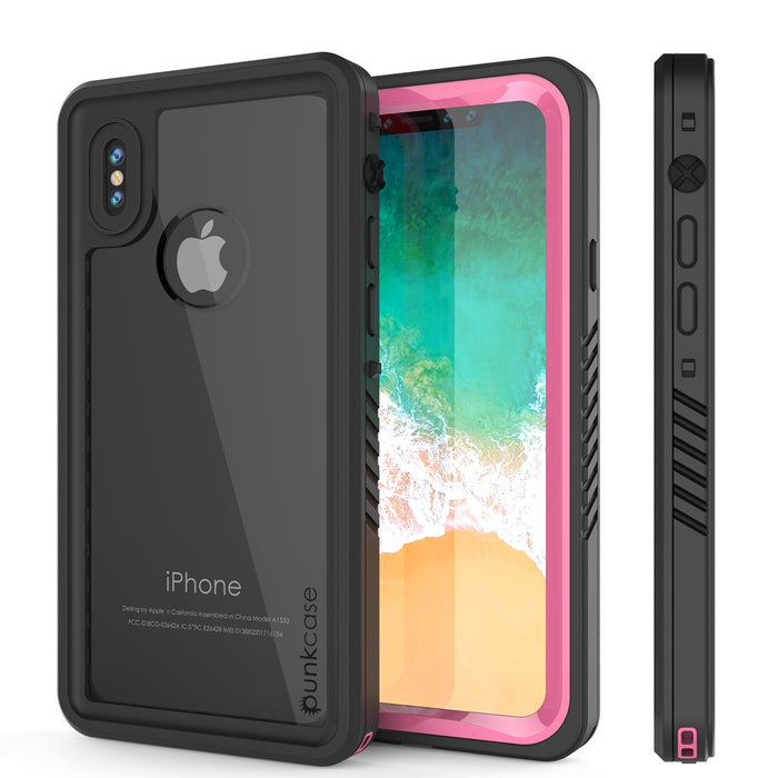 iPhone X Case, Punkcase [Extreme Series] [Slim Fit] [IP68 Certified] [Shockproof] [Snowproof] [Dirproof] Armor Cover W/ Built In Screen Protector for Apple iPhone 10 [PINK] (Color in image: Pink)