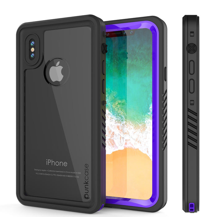 iPhone X Case, Punkcase [Extreme Series] [Slim Fit] [IP68 Certified] [Shockproof] [Snowproof] [Dirproof] Armor Cover W/ Built In Screen Protector for Apple iPhone 10 [PURPLE] (Color in image: Purple)