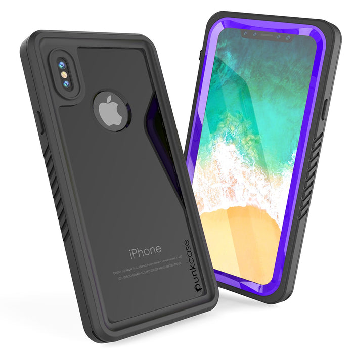 iPhone X Case, Punkcase [Extreme Series] [Slim Fit] [IP68 Certified] [Shockproof] [Snowproof] [Dirproof] Armor Cover W/ Built In Screen Protector for Apple iPhone 10 [PURPLE] (Color in image: Red)